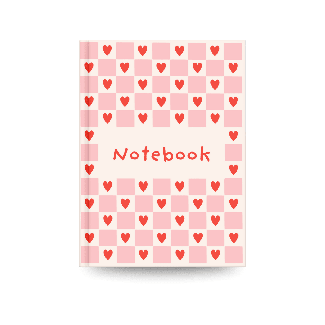 Cute Heart Pattern Notebook | Aesthetic Pink Checkered Journal for Notes - Memories InsiteCUTE HEART PATTERN NOTEBOOK